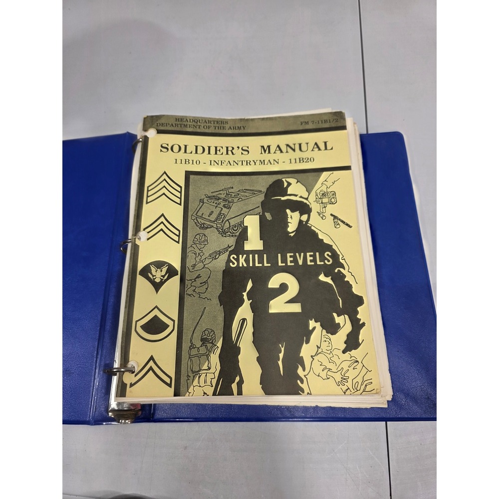 US Army Soldier's Manual FM 11B10โ 11B20 Infantryman Skill Levels 1 2 Binder